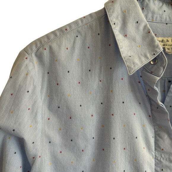 RAG & BONE Boyd Cotton Shirt in Blue Multi, Size M - Picture 8 of 11